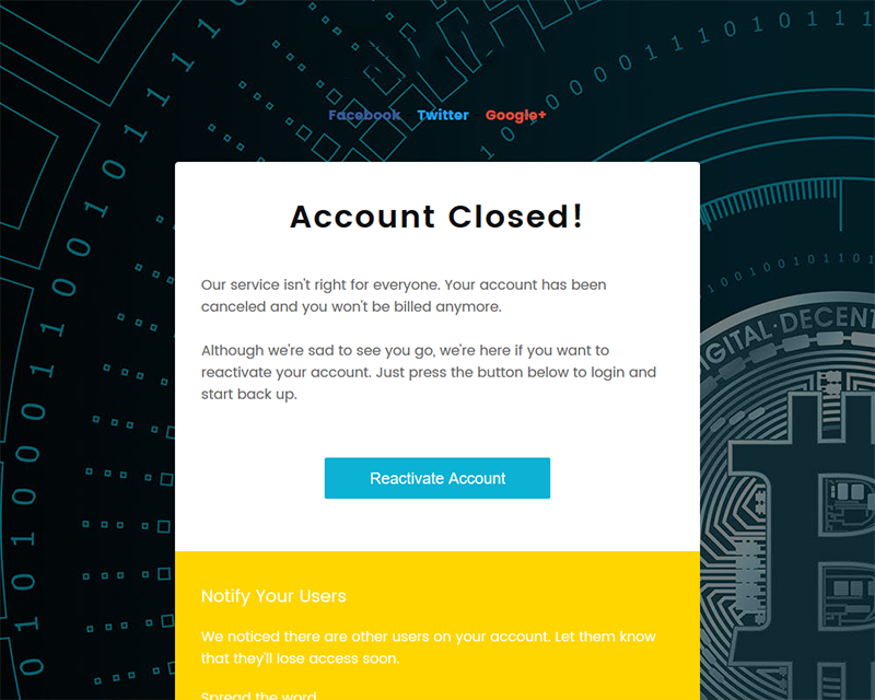 Closed Account page
